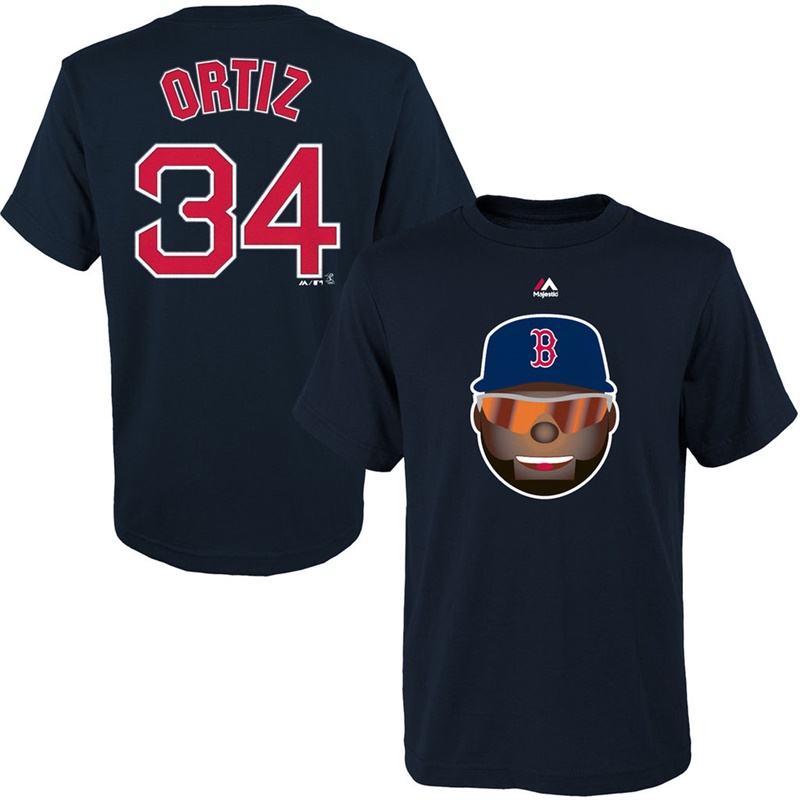 Youth Boston Red Sox #34 David Ortiz Emoji Name & Number Navy T-Shirt