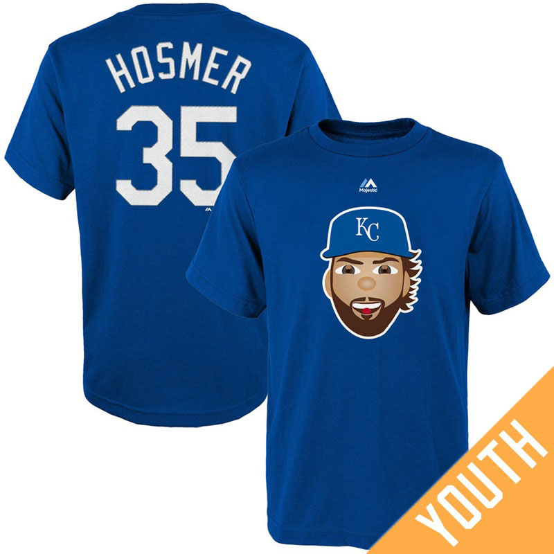 Youth Kansas City Royals Eric Hosmer Emoji Name & Number Royal T-Shirt