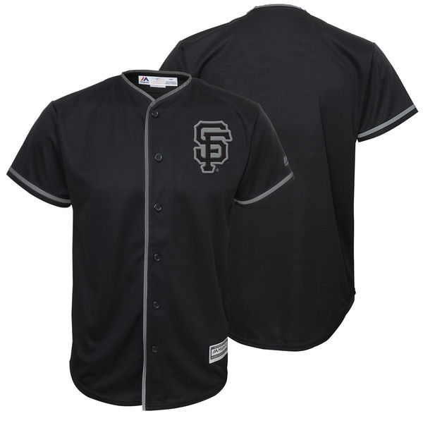 Youth San Francisco Giants Majestic Black Blackout Glow-in-the-Dark Cool Base Jersey