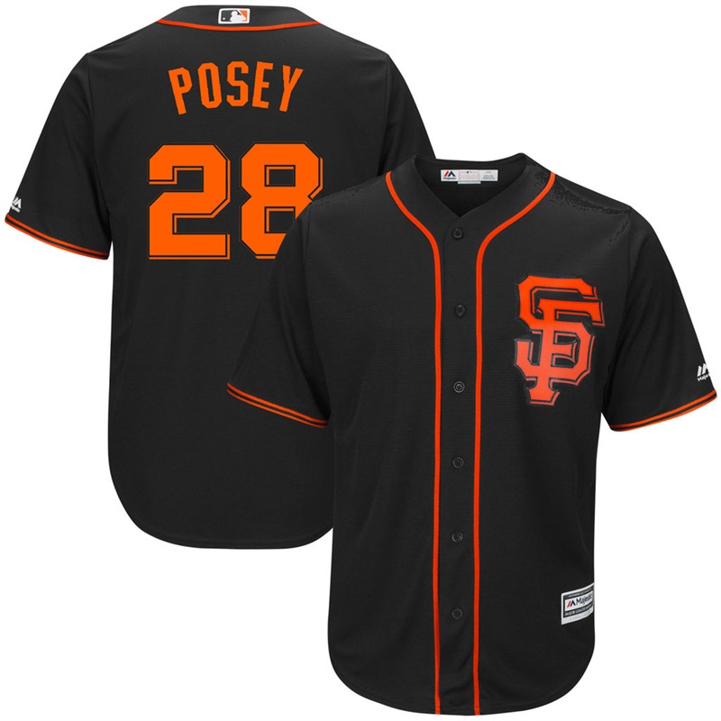 Youth San Francisco Giants #28 Buster Posey Replica Alternate Black Cool Base Jersey