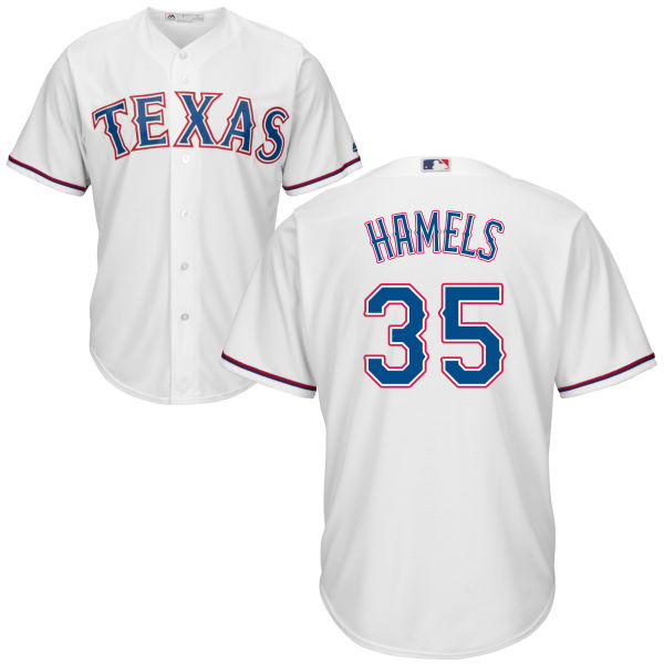 Youth Texas Rangers Cole Hamels #35 Majestic White Authentic Cool base Jersey