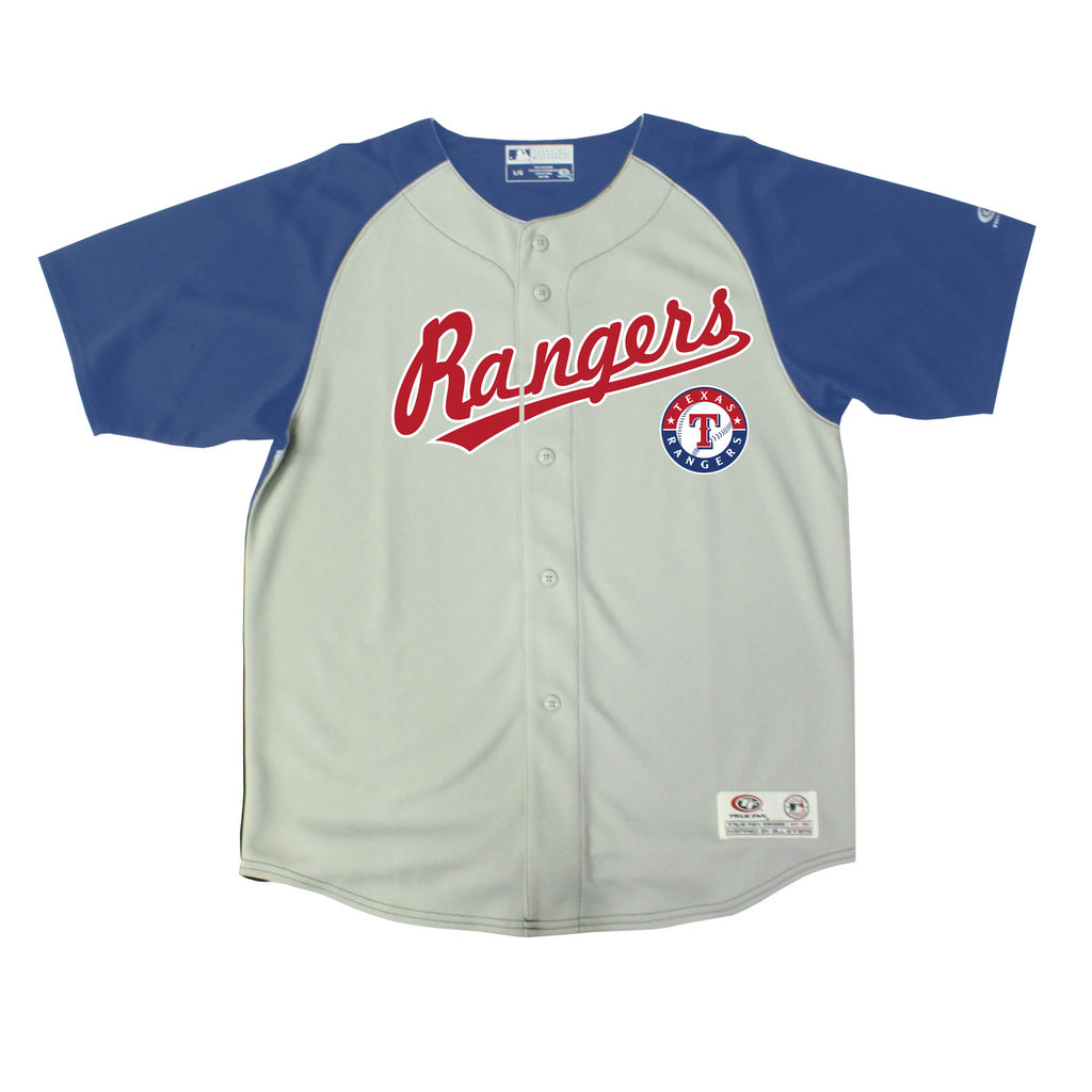 Youth Texas Rangers Stitches Gray /Royal Double Play Button Down Jersey