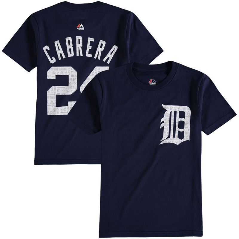 Youth Detroit Tigers 2017 Spring Training Miguel Cabrera #24 Navy Name & Number T-Shirt