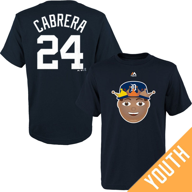 Youth Detroit Tigers Miguel Cabrera Emoji Name & Number Navy T-Shirt