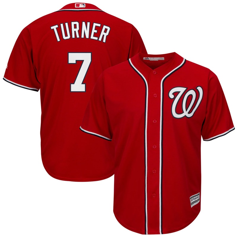 Youth Washington Nationals #7 Trea Turner Replica Alternate Scarlet Cool Base Jersey