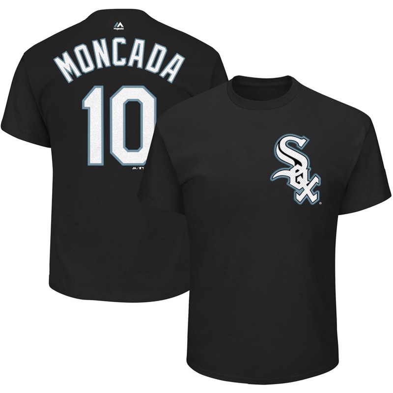 Youth Chicago White Sox Yoan Moncada Player #10 Black Name & Number T-Shirt