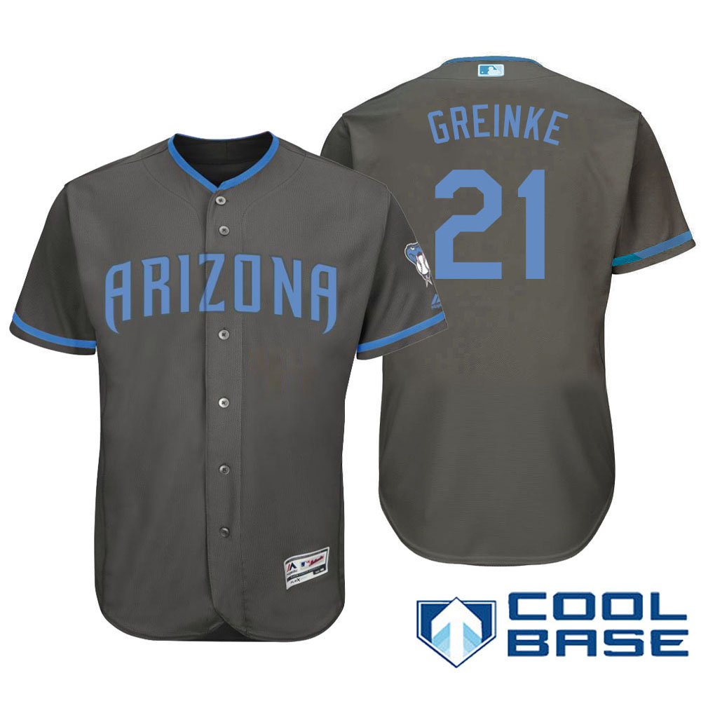 Arizona Diamondbacks #21 Zack Greinke Majestic Gray Fashion 2016 Father's Day Cool Base Jersey