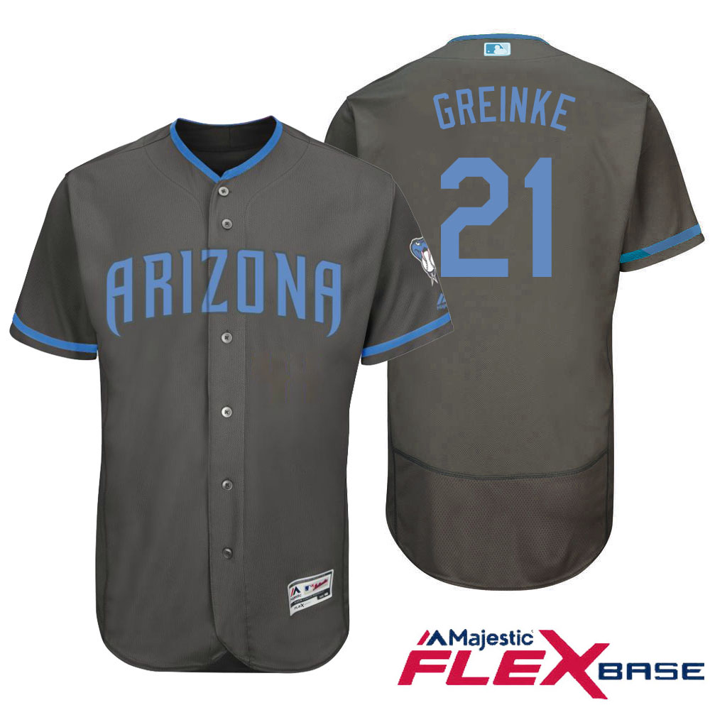 Arizona Diamondbacks #21 Zack Greinke Majestic Gray Fashion 2016 Father's Day Flex Base Jersey