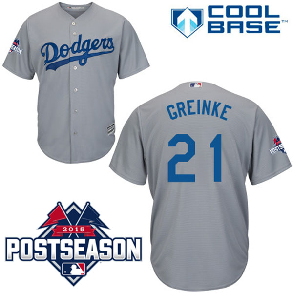 Los Angeles Dodgers #21 Zack Greinke Gray Cool Base Road Jersey