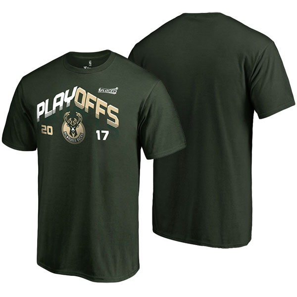 Men's  Milwaukee Bucks Fanatics Branded 2017 NBA Playoffs Participant Triangle Green T-shirt