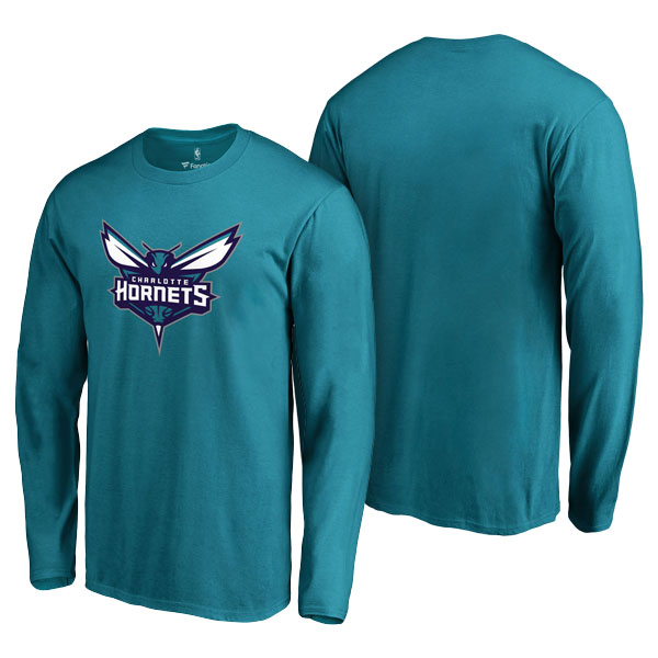 Men's  Charlotte Hornets Primary Logo Fanatics Branded Big Tall Team Teal Long Sleeve T-shirt