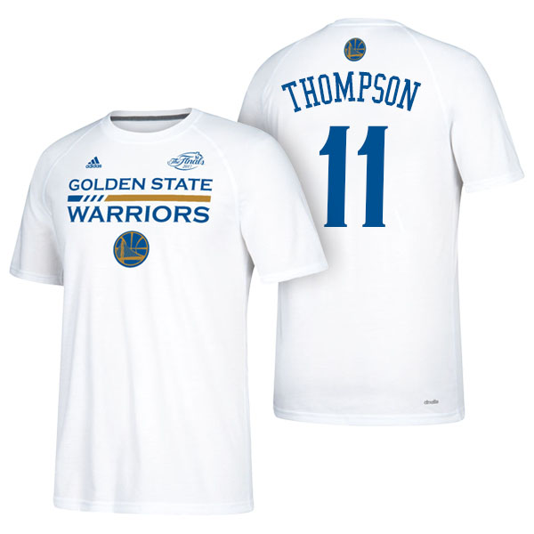 Men's  Klay Thompson Golden State Warriors Adidas 2017 NBA The Finals Bound Gametime Shooter White T-shirt