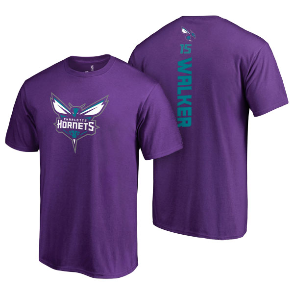 Men's  Kemba Walker Charlotte Hornets Adidas Net Number Purple T-shirt