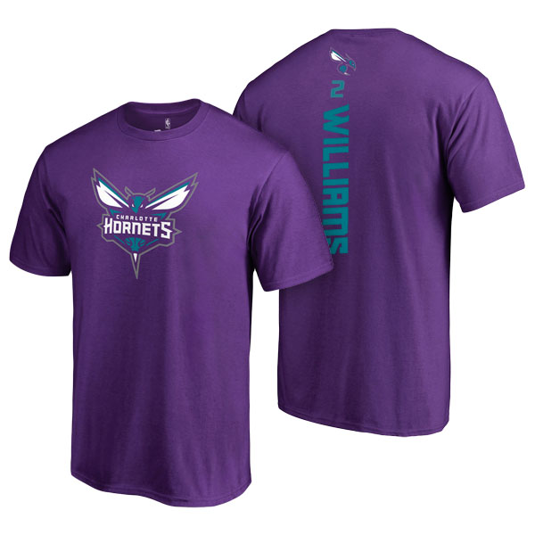 Men's  Marvin Williams Charlotte Hornets Adidas Net Number Purple T-shirt