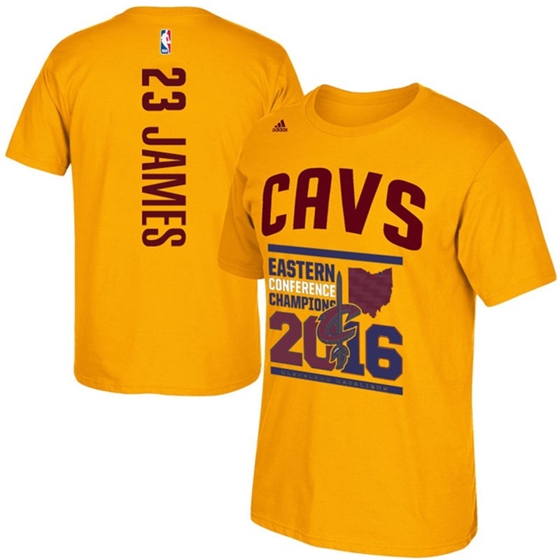 Men's  2016 Eastern Champions CAVS #23 LeBron James T-Shirt Gold