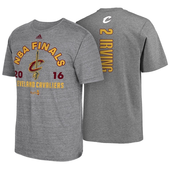 Men's  2016 NBA Finals Cavaliers #2 Kyrie Irving T-Shirt Grey