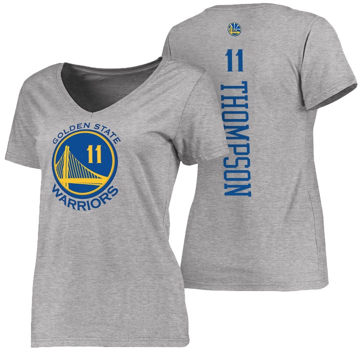 Women 2016 NBA Finals Warriors Klay Thompson T-Shirt Grey