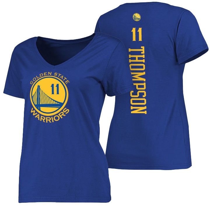 Women 2016 NBA Finals Warriors Klay Thompson T-Shirt Royal Blue