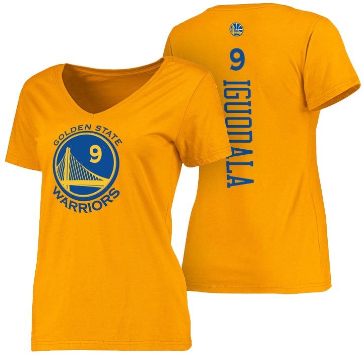 Women 2016 NBA Finals Warriors Andre Iguodala T-Shirt Gold