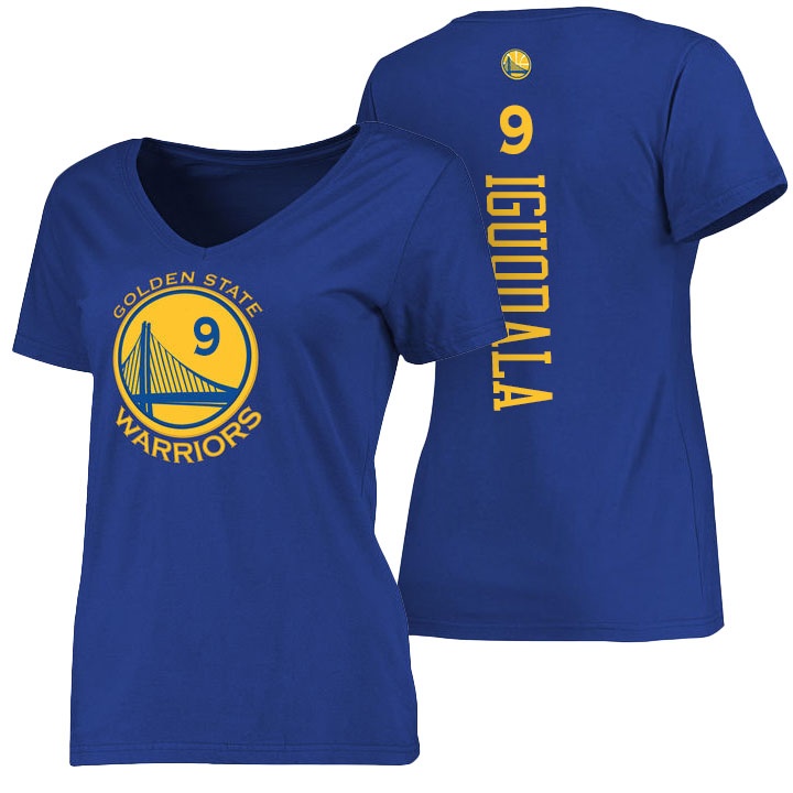 Women 2016 NBA Finals Warriors Andre Iguodala T-Shirt Royal Blue