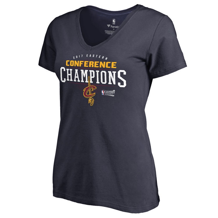 Women's Cleveland Cavaliers 2017 Eastern Conference Champions Crossover Slim Fit Navy T-Shirt