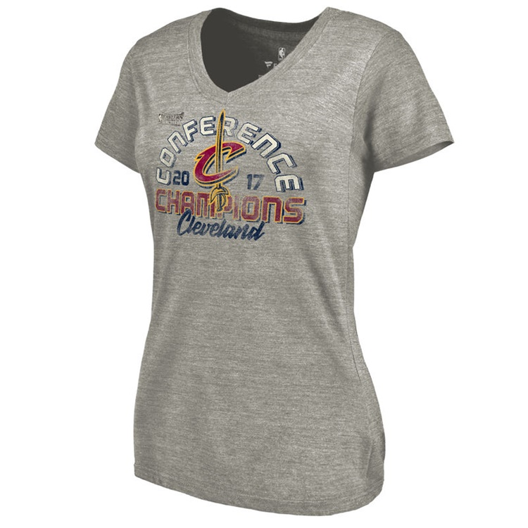 Women's Cleveland Cavaliers 2017 Eastern Conference Champions Fadeaway Tri-Blend Gray T-Shirt