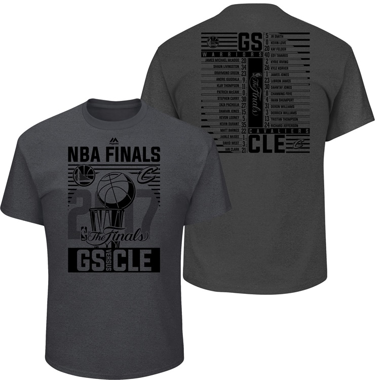 Men's Cleveland Cavaliers 2017 NBA Finals Tonal Duel Roster Gray T-Shirt