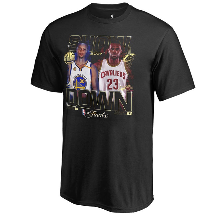 Men's Cleveland Cavaliers 2017 NBA Finals vs Warriors Bound Dueling Player Match Up Black T-Shirt