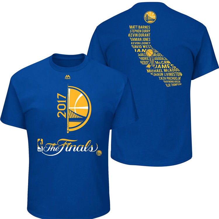 Men's Golden State Warriors 2017 NBA Finals Bench Points Roster Royal T-Shirt