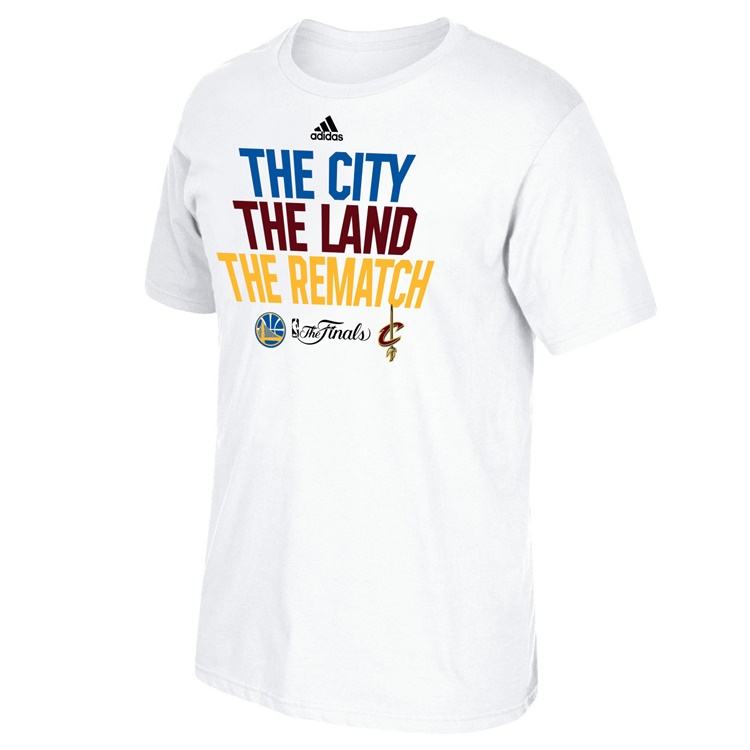 Men's Golden State Warriors 2017 NBA Finals City Land Rematch White T-Shirt