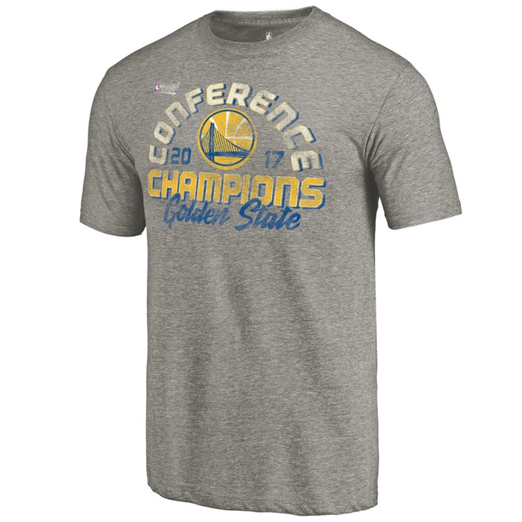 Men's Golden State Warriors 2017 NBA Finals Fade Away Tri-Blend Gray T-Shirt