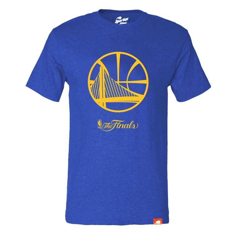 Men's Golden State Warriors 2017 NBA Finals Partial Logo Comfy Tri-blend Royal T-Shirt