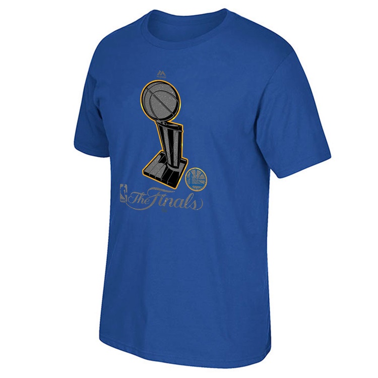 Men's Golden State Warriors 2017 NBA Finals Reflective Foil Trophy Royal T-Shirt