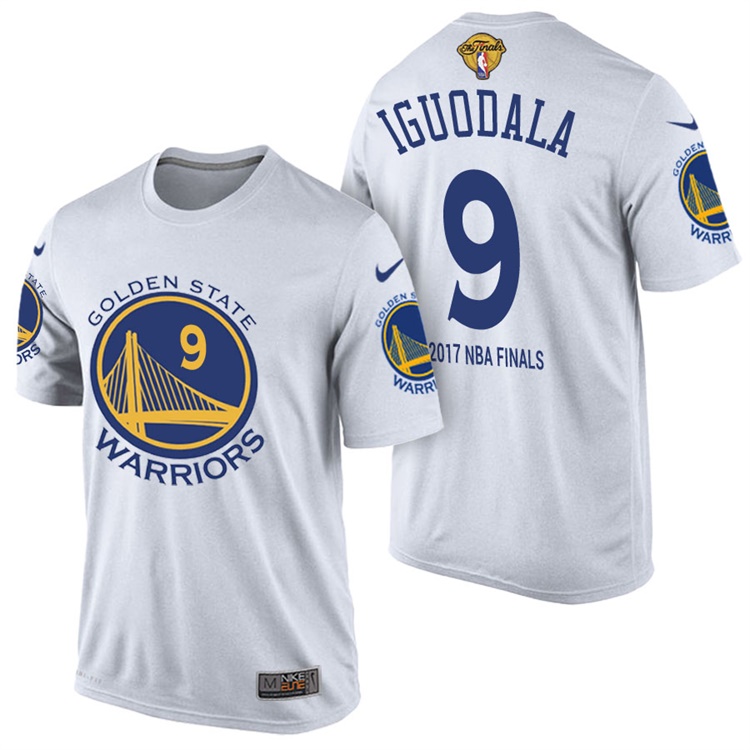 Men's 2017 NBA The Finals Patch Andre Iguodala Golden State Warriors #9 Home White T-Shirt