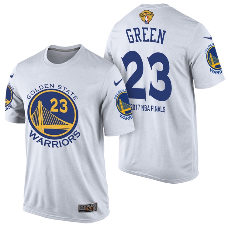 Men's 2017 NBA The Finals Patch Draymond Green Golden State Warriors #23 Home White T-Shirt