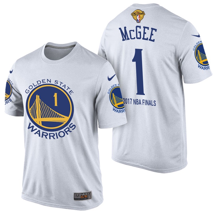 Men's 2017 NBA The Finals Patch JaVale McGee Golden State Warriors #1 Home White T-Shirt