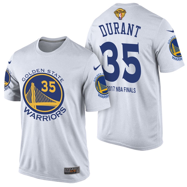 Men's 2017 NBA The Finals Patch Kevin Durant Golden State Warriors #35 Home White T-Shirt