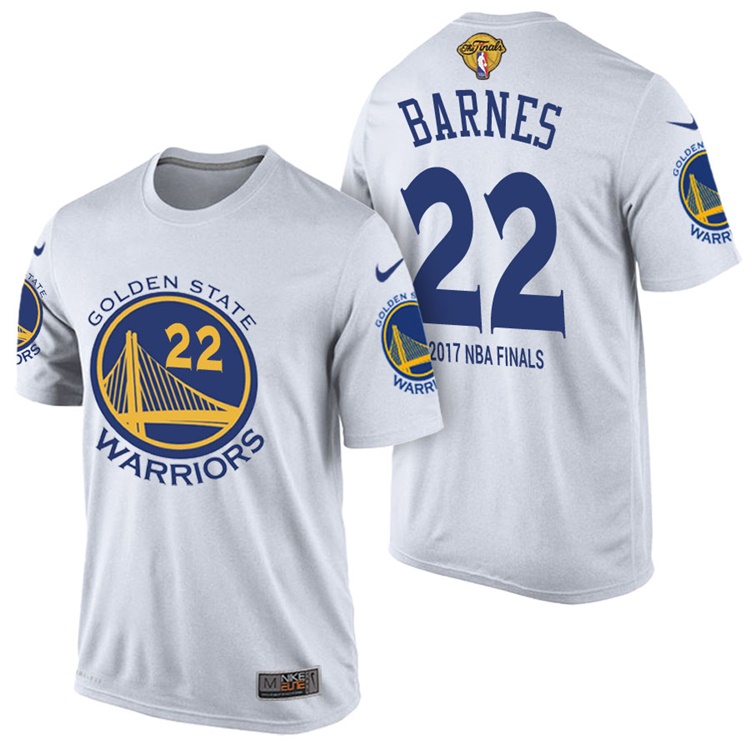 Men's 2017 NBA The Finals Patch Matt Barnes Golden State Warriors #22 Home White T-Shirt