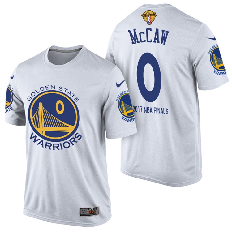 Men's 2017 NBA The Finals Patch Patrick McCaw Golden State Warriors #0 Home White T-Shirt