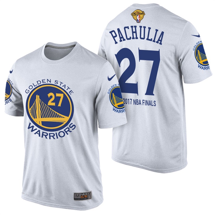 Men's 2017 NBA The Finals Patch Zaza Pachulia Golden State Warriors #27 Home White T-Shirt