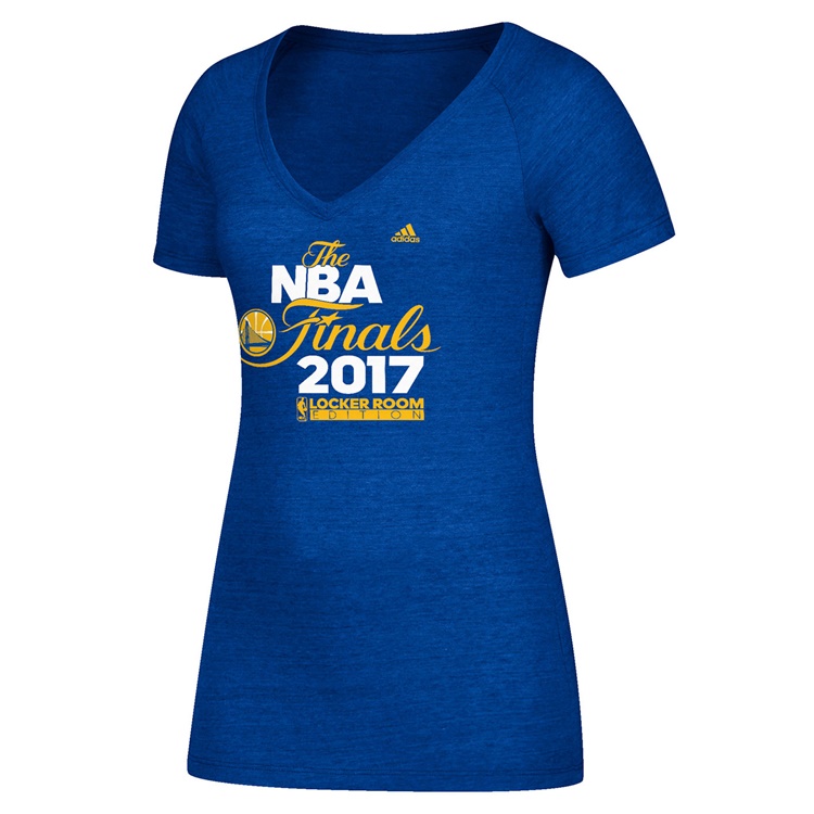 Women's Golden State Warriors 2017 NBA Finals Onto The Finals Champs Locker Room Royal T-Shirt