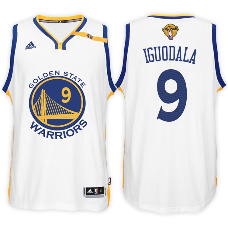 Men's 2017 NBA The Finals Patch Andre Iguodala Golden State Warriors #9 Home White New Swingman Jersey