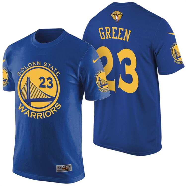 Men's 2017 NBA The Finals Patch Draymond Green Golden State Warriors #23 Road Blue T-Shirt