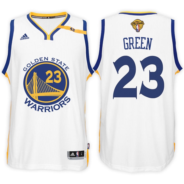 Men's 2017 NBA The Finals Patch Draymond Green Golden State Warriors #23 Home White New Swingman Jersey