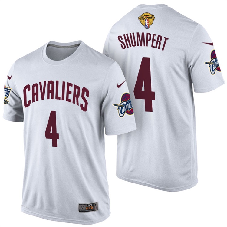 Men's 2017 NBA The Finals Patch Iman Shumpert Cleveland Cavaliers #4 Home White T-Shirt