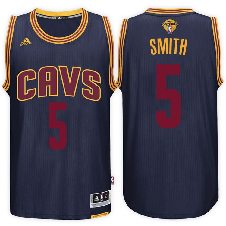 Men's 2017 NBA The Finals Patch J.R. Smith Cleveland Cavaliers #5 Alternate Navy New Swingman Jersey