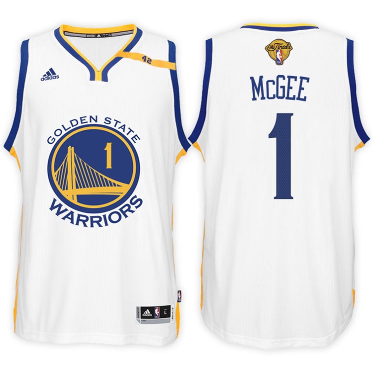 Men's 2017 NBA The Finals Patch JaVale McGee Golden State Warriors #1 Home White New Swingman Jersey