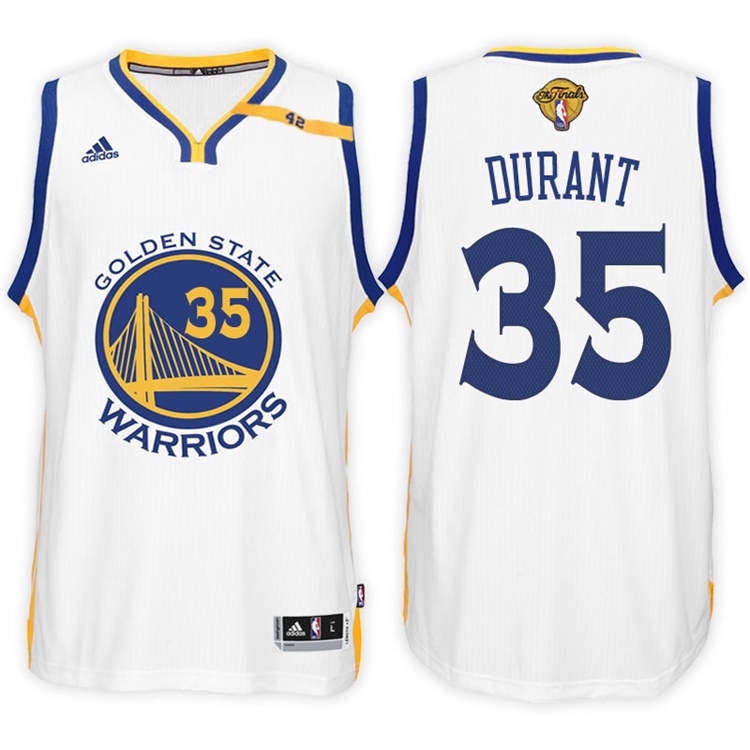 Men's 2017 NBA The Finals Patch Kevin Durant Golden State Warriors #35 Home White New Swingman Jersey