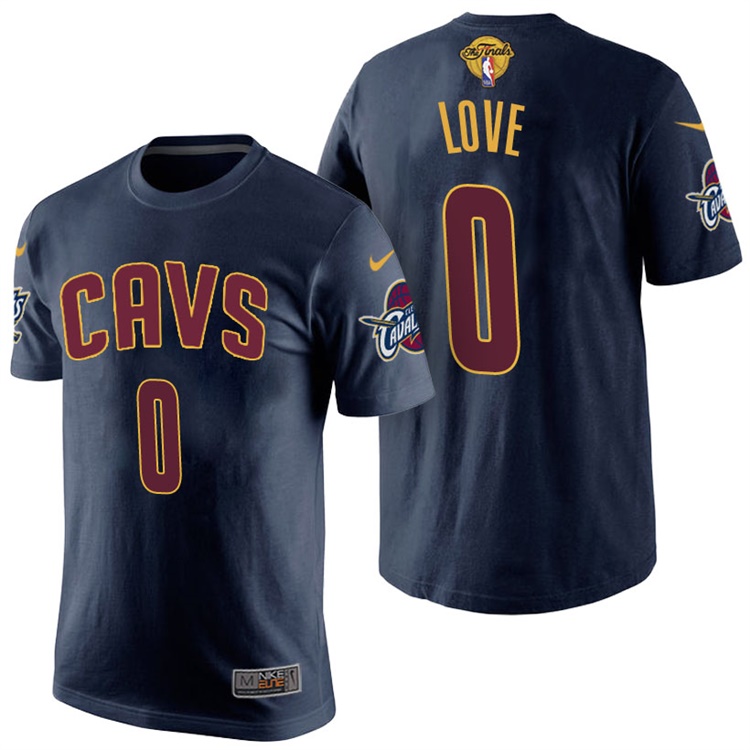 Men's 2017 NBA The Finals Patch Kevin Love Cleveland Cavaliers #0 Alternate Navy T-Shirt