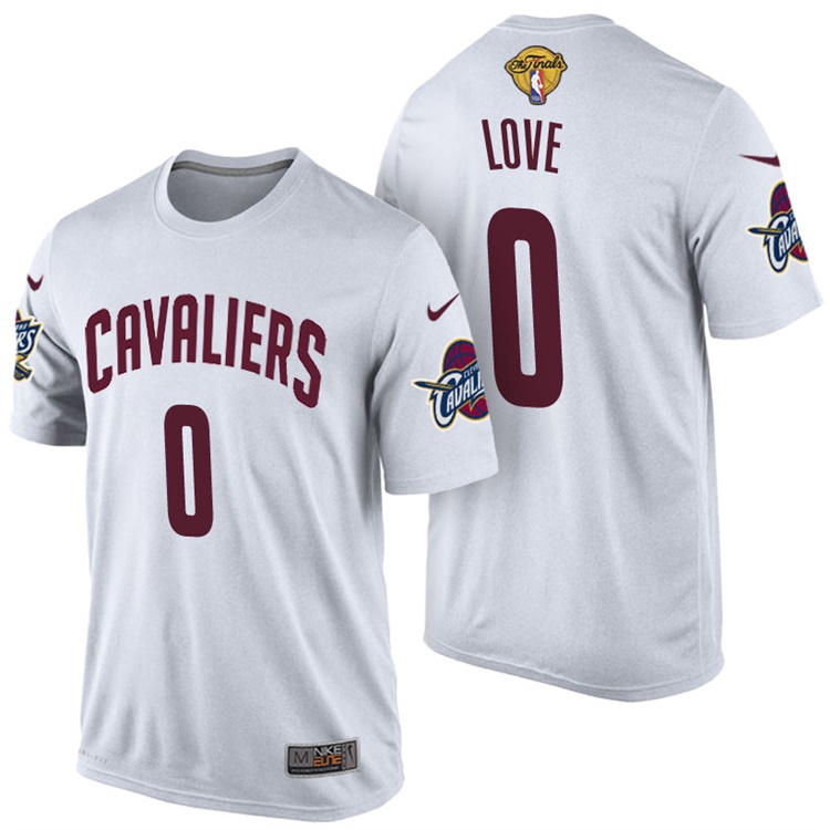 Men's 2017 NBA The Finals Patch Kevin Love Cleveland Cavaliers #0 Home White T-Shirt